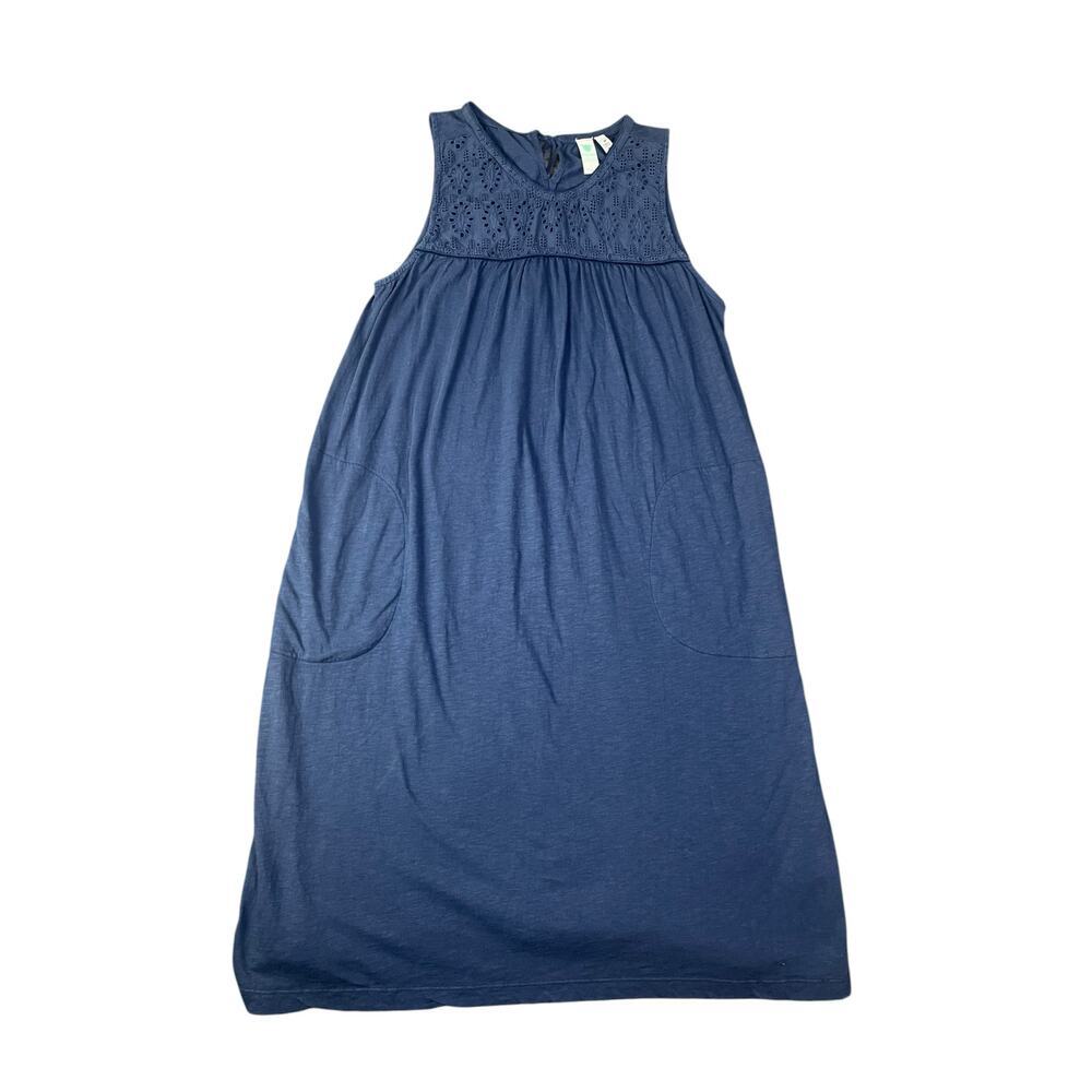 Aventura Women’s Small Navy Blue Sleeveless Organic Cotton Midi Dress